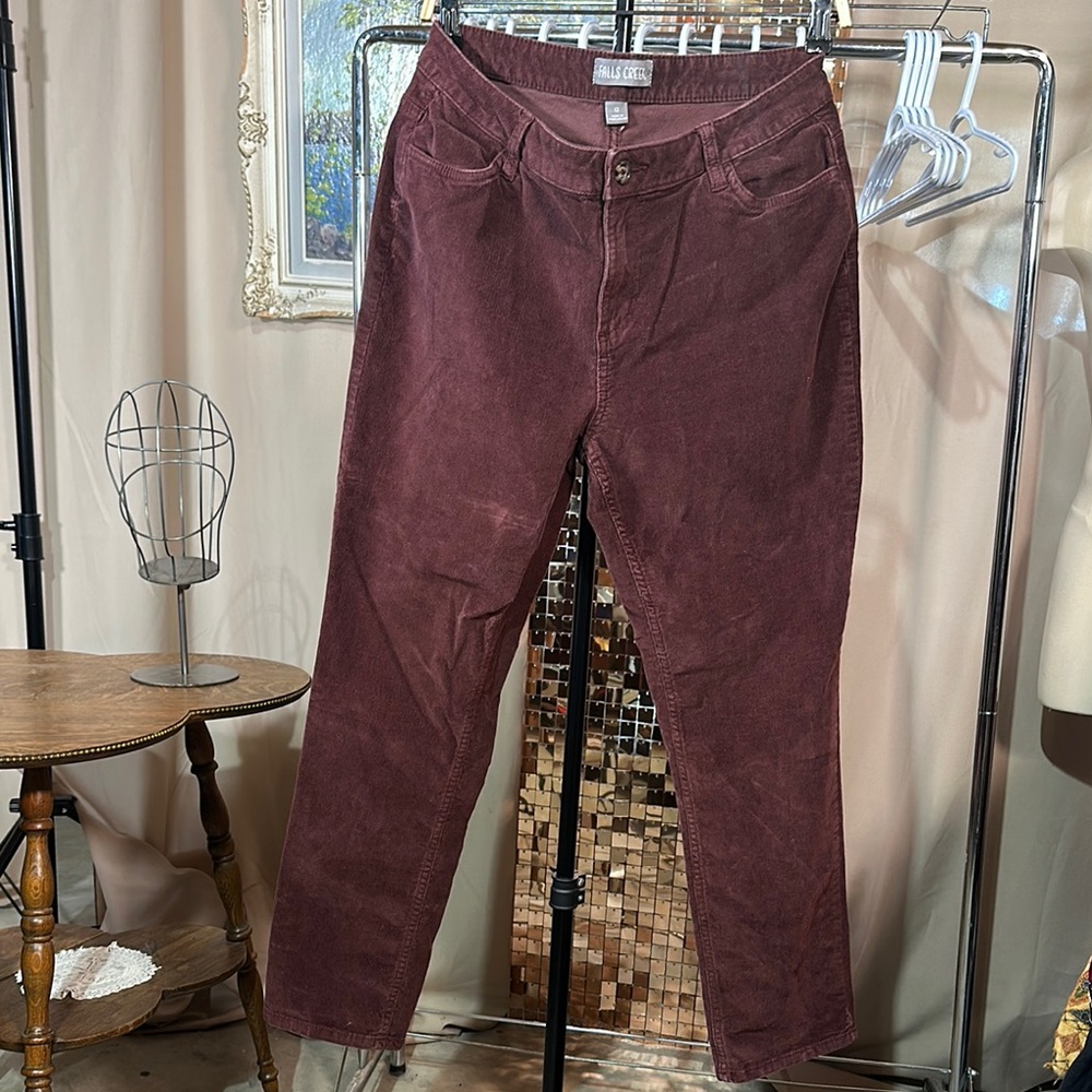 Falls Creek Corduroy Pants Maroon Brown Relaxed Fit